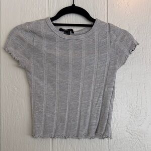Forever 21 Gray Women's Lettuce Edge Top